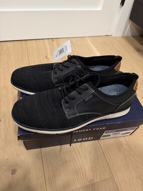 Izod Men's Drift Oxford Casual Shoes in Black New in Box Men’s Size 10